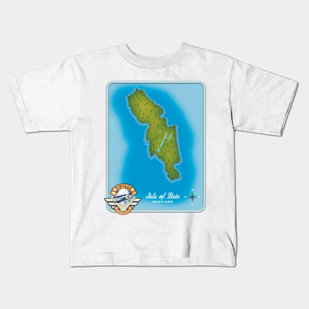 Isle of bute Scotland travel poster Kids T-Shirt by nickemporium1